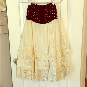 Anthropologie sleeveless cream and black dress